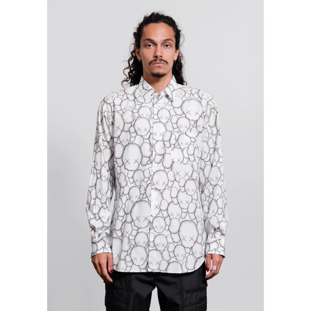 Comme Des Garcons Shirt X KAWS Button Up Shirt in Kaws Allover Print Size Large